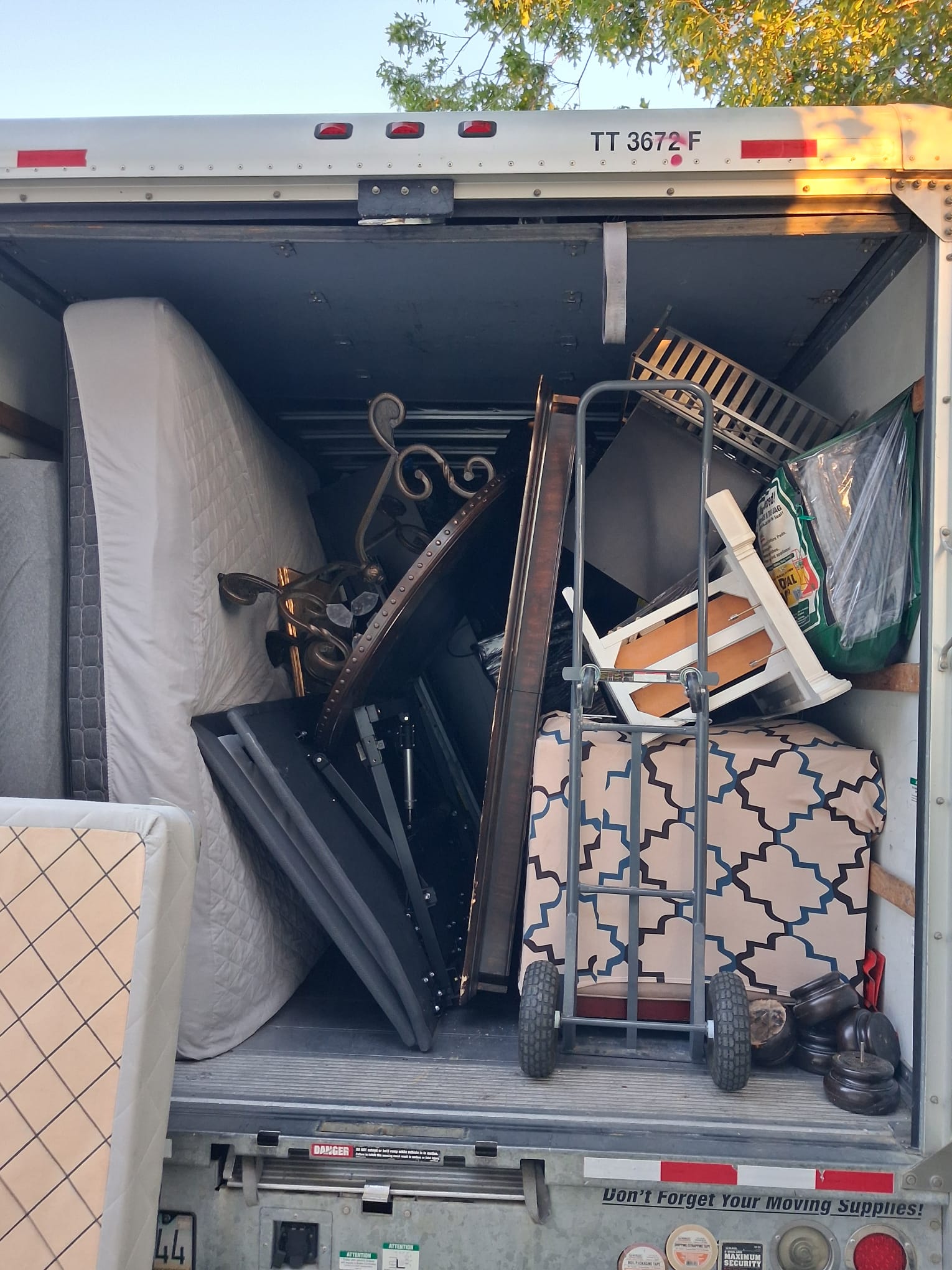 Truck packed with furniture from the home cleanout
