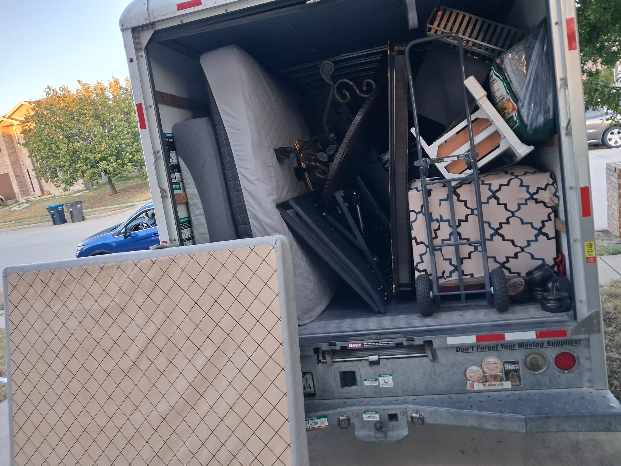 Full truck ready to haul away removed furniture